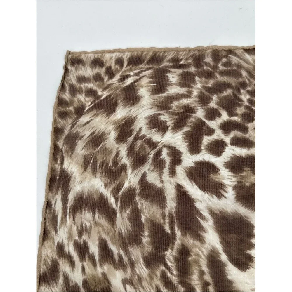 Unbranded Leopard Print Square Scarf Accessory Vintage Small Animal Neutral Silk